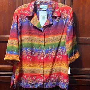 Delta Burke Multicolor Floral vintage button up women’s Blouse